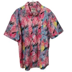 RSVLTS Shirt La Croy Kunuflex Sz XXL Pink Multicolored Button Up Out of Print
